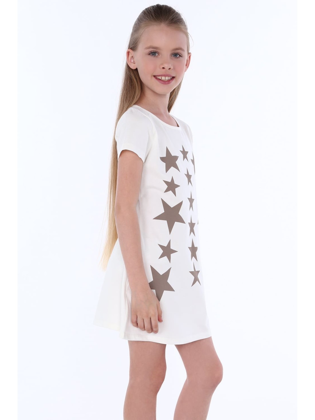 Rochie fete cu stelute, crem, NDZ8244 - Magazin online - Boutique